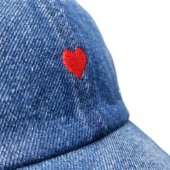 BLACK COLOUR Malou Denim Cap in Blue Denim/Heart