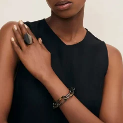 BRANCH JEWELLERY Abstract Horn Ring in Brown Natural