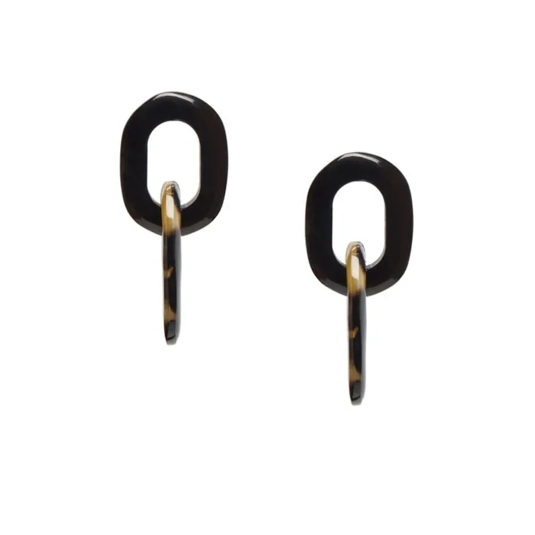 BRANCH JEWELLERY Double Link Earrings in Black/Natural