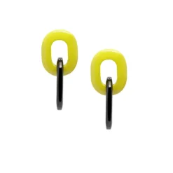 BRANCH JEWELLERY Lime Green Lacquered and Black Buffalo Horn Oval Link