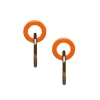 BRANCH JEWELLERY Orange Lacquered and Brown Natural Horn Small Oval Li