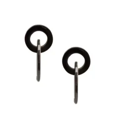 BRANCH JEWELLERY Oval Link Horn Earrings in Black/Natural