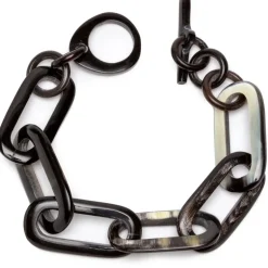 BRANCH JEWELLERY Rectangular Link Horn Bracelet in Black Natural