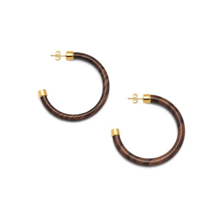 BRANCH JEWELLERY Rosewood Hoop Earrings with Gold Plated Metal