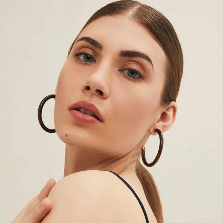 BRANCH JEWELLERY Rosewood Hoop Earrings with Gold Plated Metal