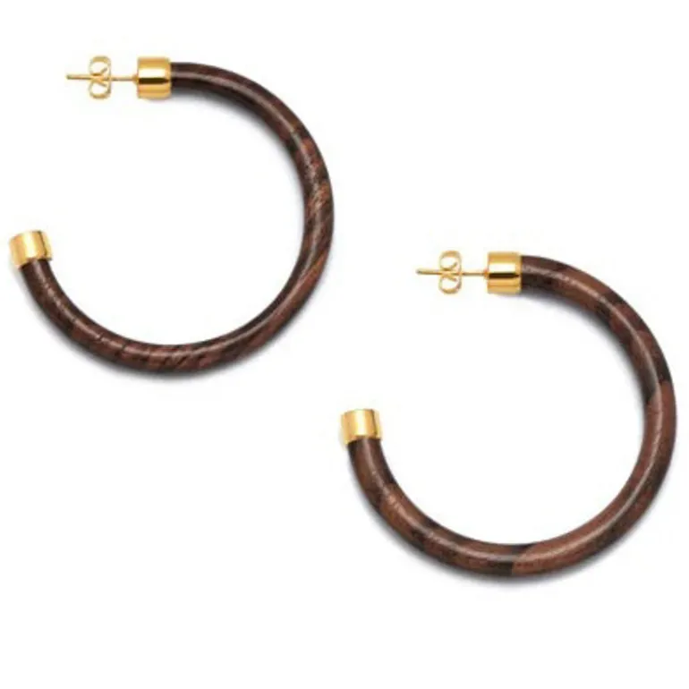 BRANCH JEWELLERY Rosewood Hoop Earrings with Gold Plated Metal
