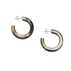 BRANCH JEWELLERY Rounded Horn Hoop Earrings in Black Natural