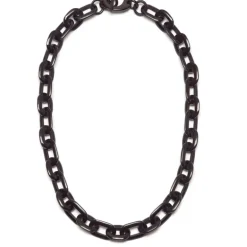 BRANCH JEWELLERY Small Oval Link Horn Necklace in Black Natural