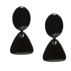 BRANCH JEWELLERY Triangular Horn Drop Earrings in Black