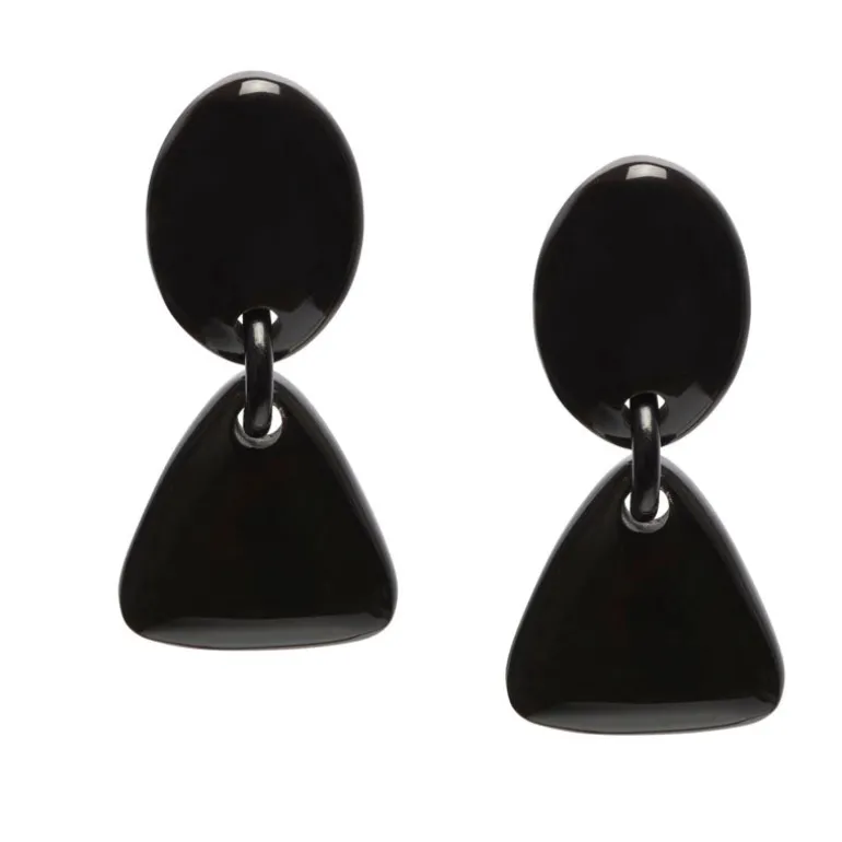 BRANCH JEWELLERY Triangular Horn Drop Earrings in Black