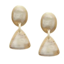 BRANCH JEWELLERY Triangular Horn Drop Earrings in White Natural