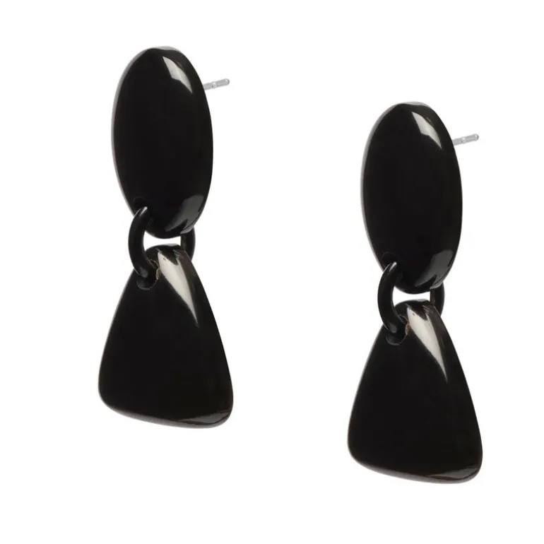 BRANCH JEWELLERY Triangular Horn Drop Earrings in Black