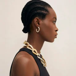 BRANCH JEWELLERY White Natural Buffalo Horn Rounded Hoop Earrings