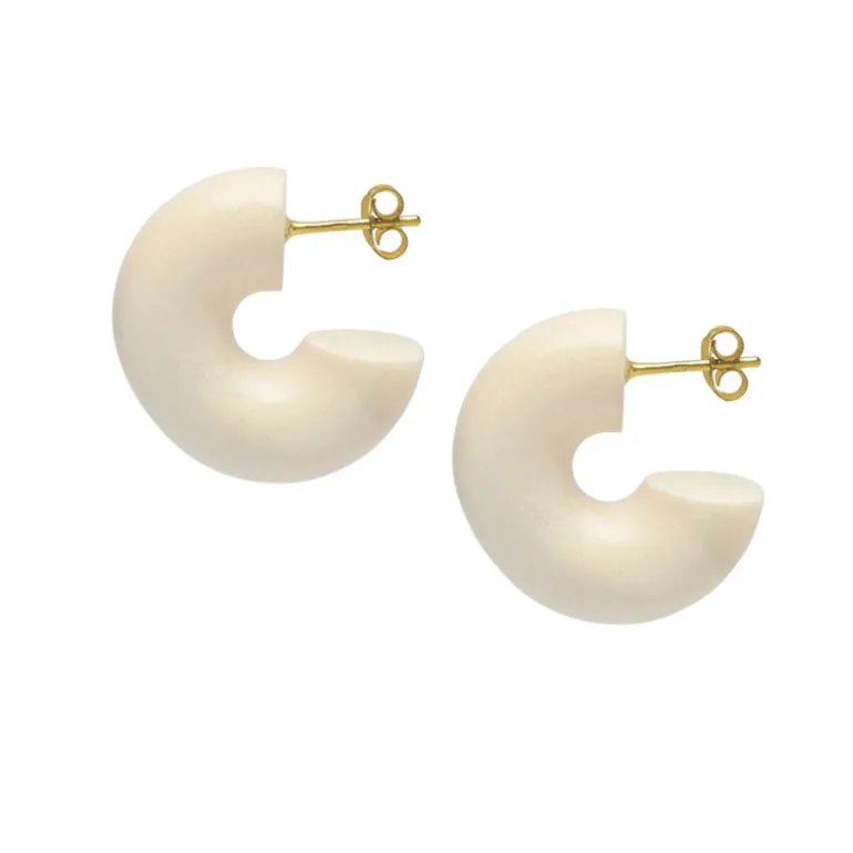 Branch Jewellery White Thick Wooden Hoop Earrings