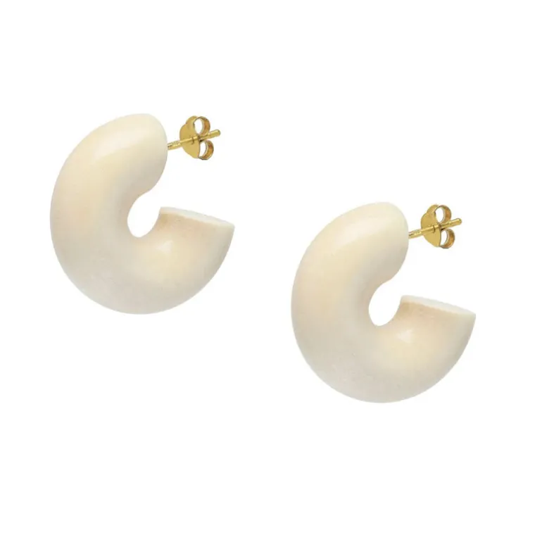Branch Jewellery White Thick Wooden Hoop Earrings