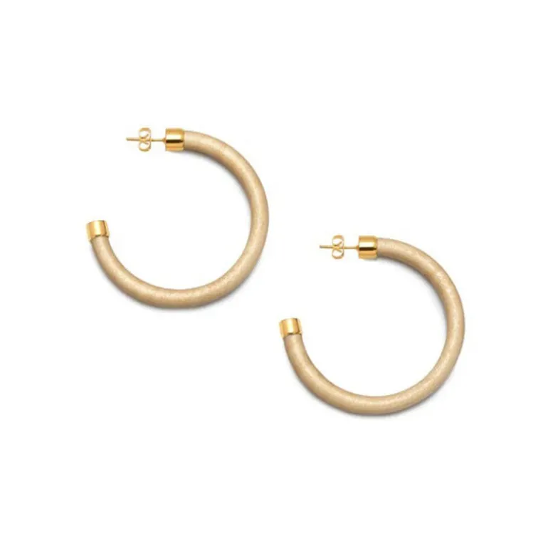 BRANCH JEWELLERY White wood Hoop Earrings with Gold Plated Metal