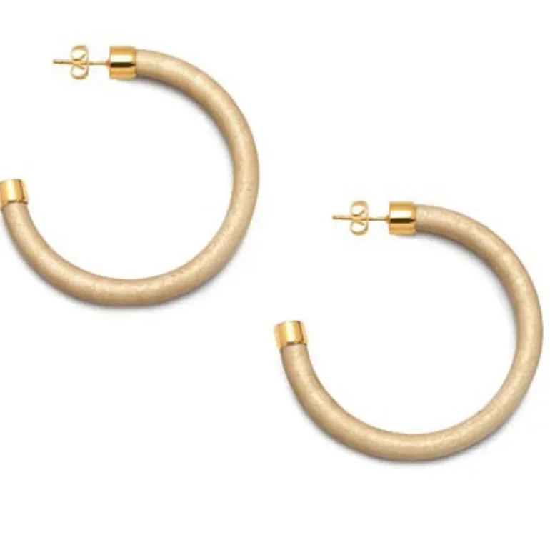 BRANCH JEWELLERY White wood Hoop Earrings with Gold Plated Metal