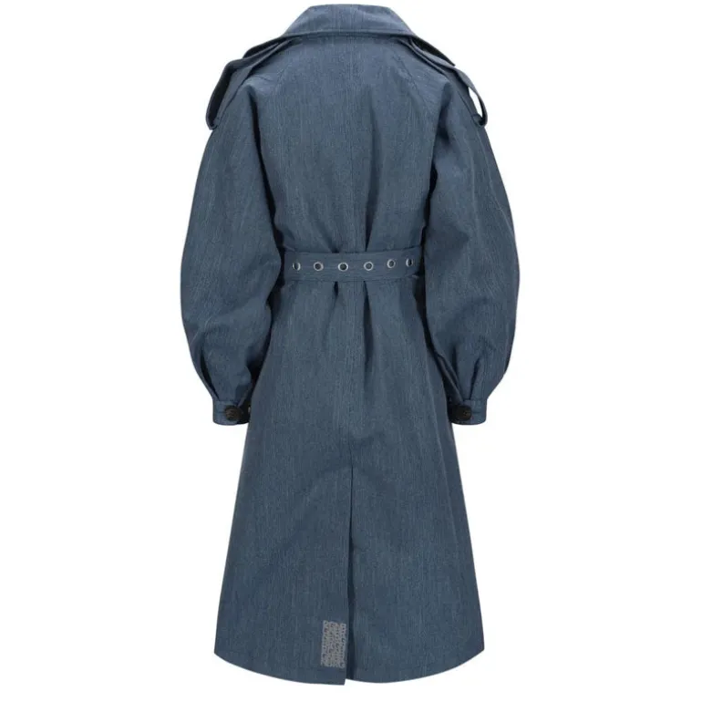 BRGN Duskregn Maxi Trench Coat in Denim Blue