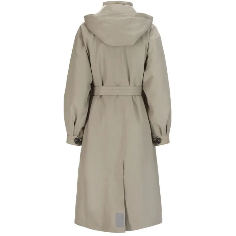 BRGN Rossby Maxi Coat in Taupe Pinstripe