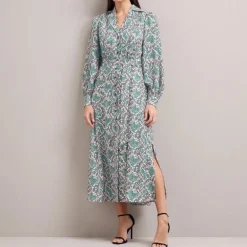 CEFINN Odette Snakeskin Print Shirt Dress in Green