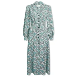 CEFINN Odette Snakeskin Print Shirt Dress in Green