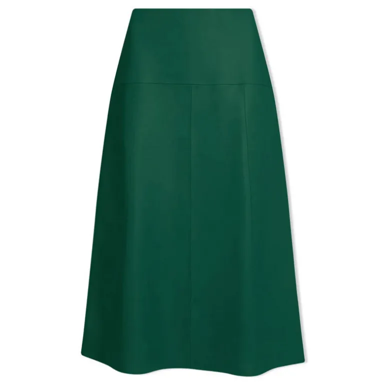 Cefinn Tiana Leather Midi Skirt in Dark Green