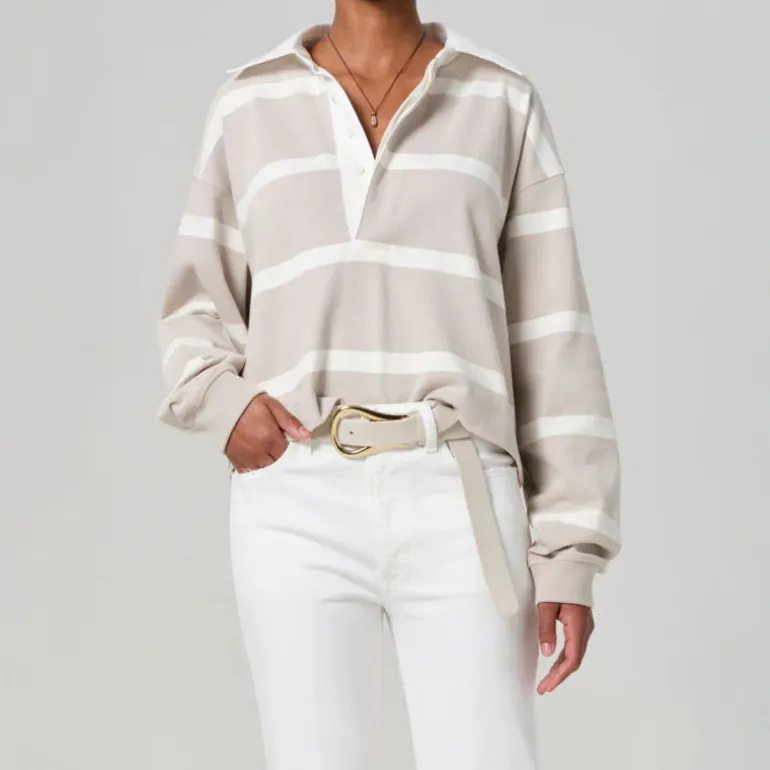 CITIZENS OF HUMANITY Aris Rugby Shirt in Sndatlas/Pmina Stripe