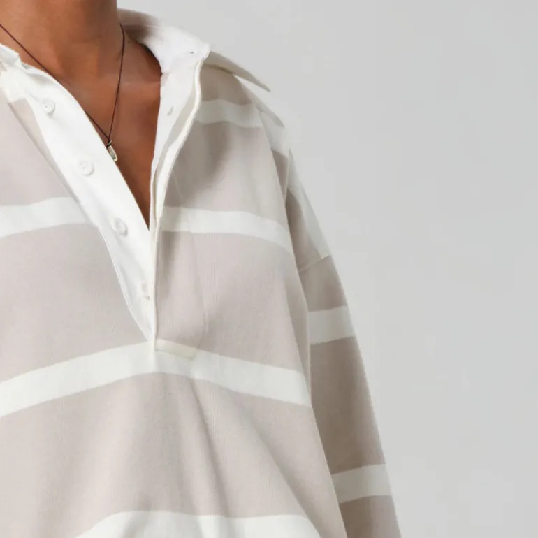 CITIZENS OF HUMANITY Aris Rugby Shirt in Sndatlas/Pmina Stripe