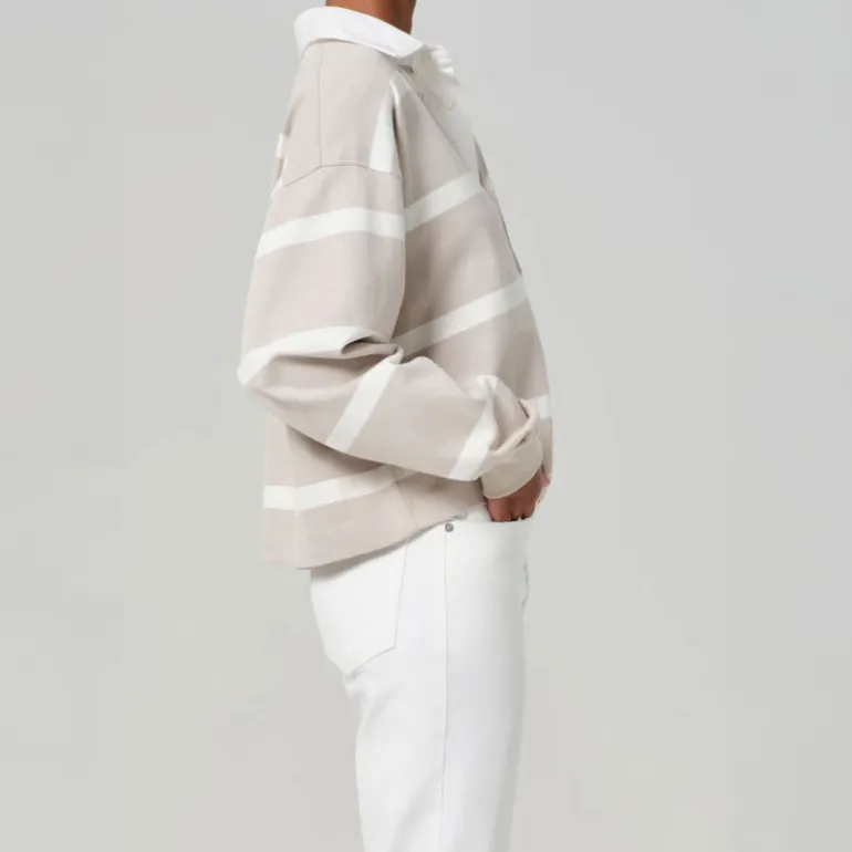 CITIZENS OF HUMANITY Aris Rugby Shirt in Sndatlas/Pmina Stripe