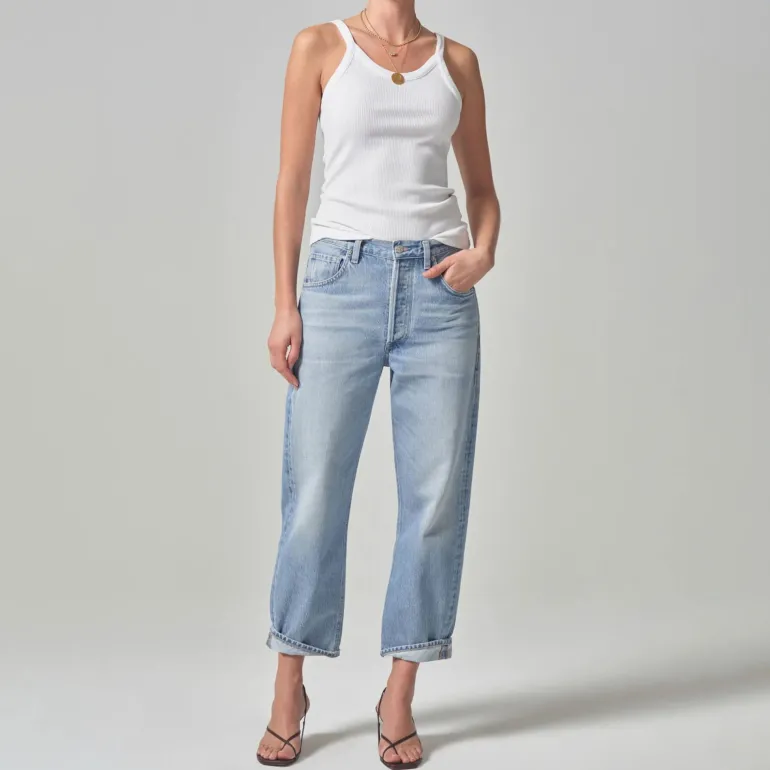 CITIZENS OF HUMANITY Dahlia Bow Leg Baby Roll Jeans in Ribbon