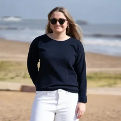 COLLEN & CLARE Anna Lightweight Merino/Cashmere Mix Simple Knit in Nav
