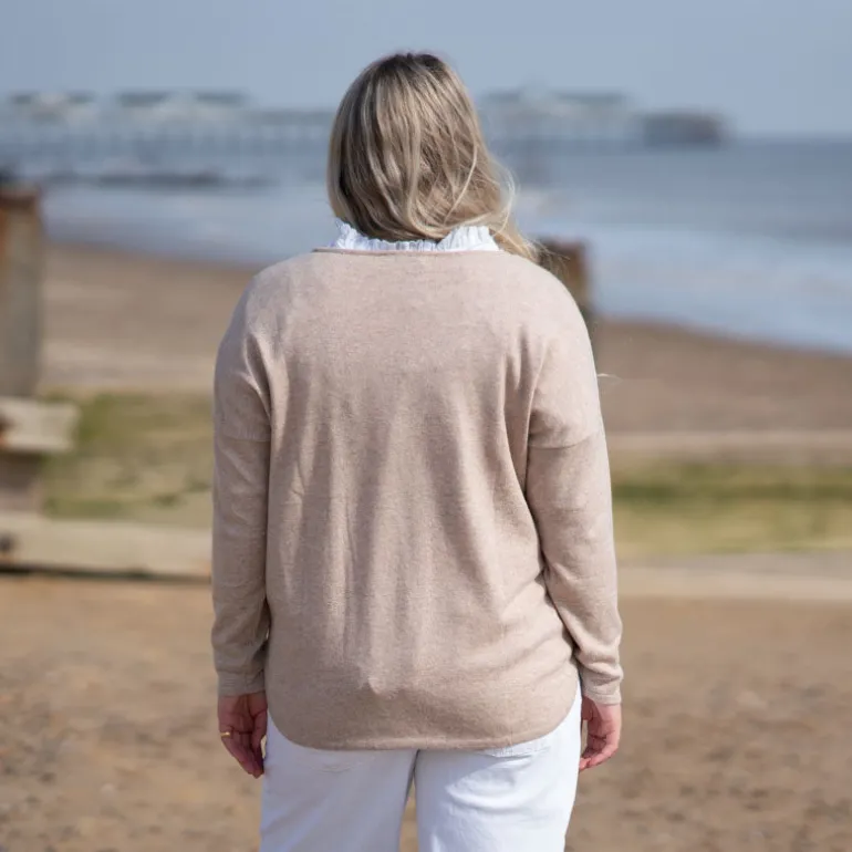 COLLEN & CLARE Anna Lightweight Merino/Cashmere Mix Simple Knit in Oat