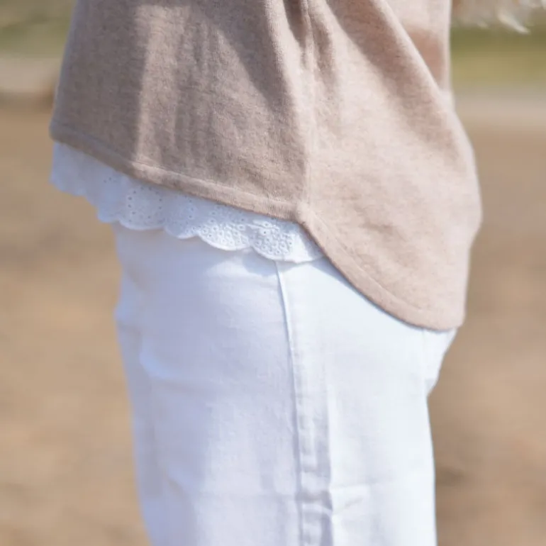 COLLEN & CLARE Anna Lightweight Merino/Cashmere Mix Simple Knit in Oat
