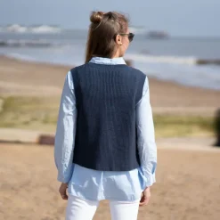 COLLEN & CLARE Simba Cotton Rib Knit Tank in Navy Marl