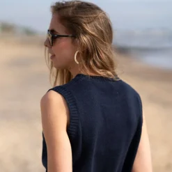 COLLEN & CLARE Smoke Merino Cashmere Mix Simple Tank in Navy Marl