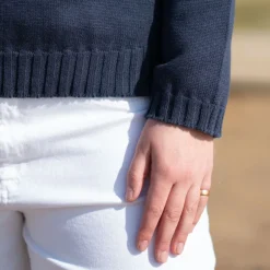 COLLEN & CLARE Zuri Cotton Roll Neck in Navy Marl