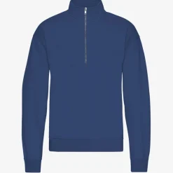 COLORFUL STANDARD Organic Quarter Zip Jumper in Marine Blue