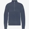 COLORFUL STANDARD Organic Quarter Zip Jumper in Neptune Blue