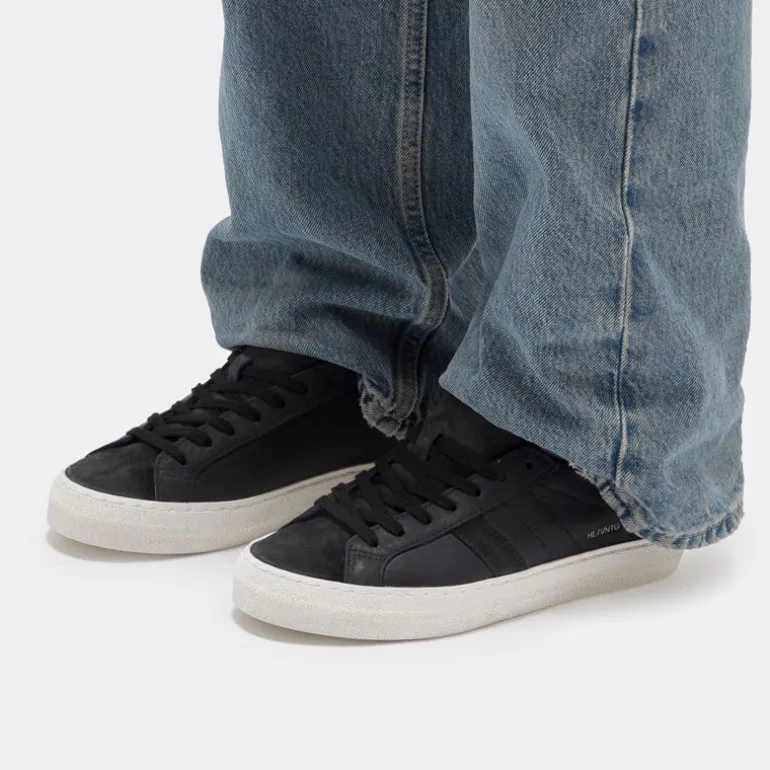 D.A.T.E Hill Low Vintage Calf Sneakers in Black