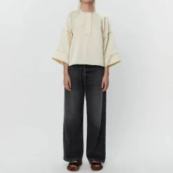 DAY BIRGER ET MIKKELSEN Sia High Shine Blend Blouse in Cloud Cream