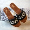 DE SIENA Rive Gauche Raffia Slides in Black/Off White