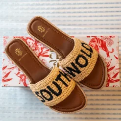 DE SIENA Southwold Raffia Slides in Natural