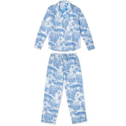 Desmond & Dempsey Long PJ Set in Blue