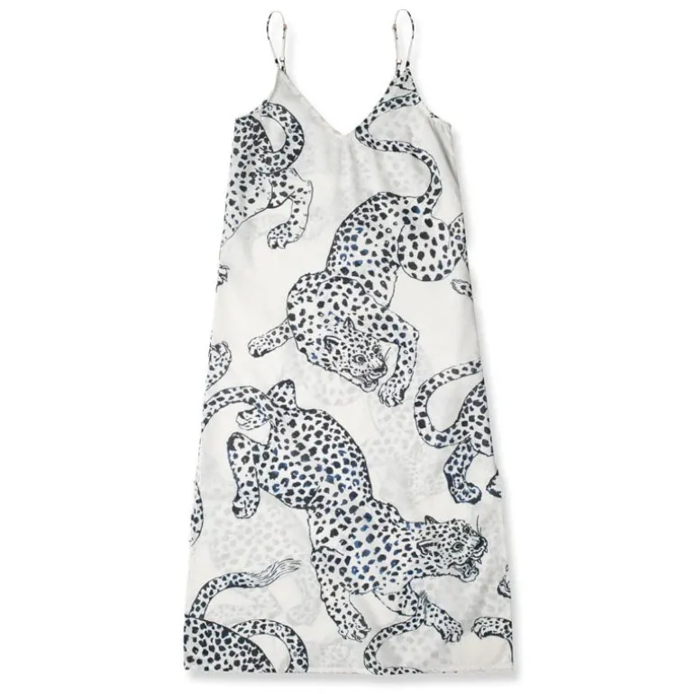 Desmond & Dempsey The Jag Print Slip Nightie in Cream
