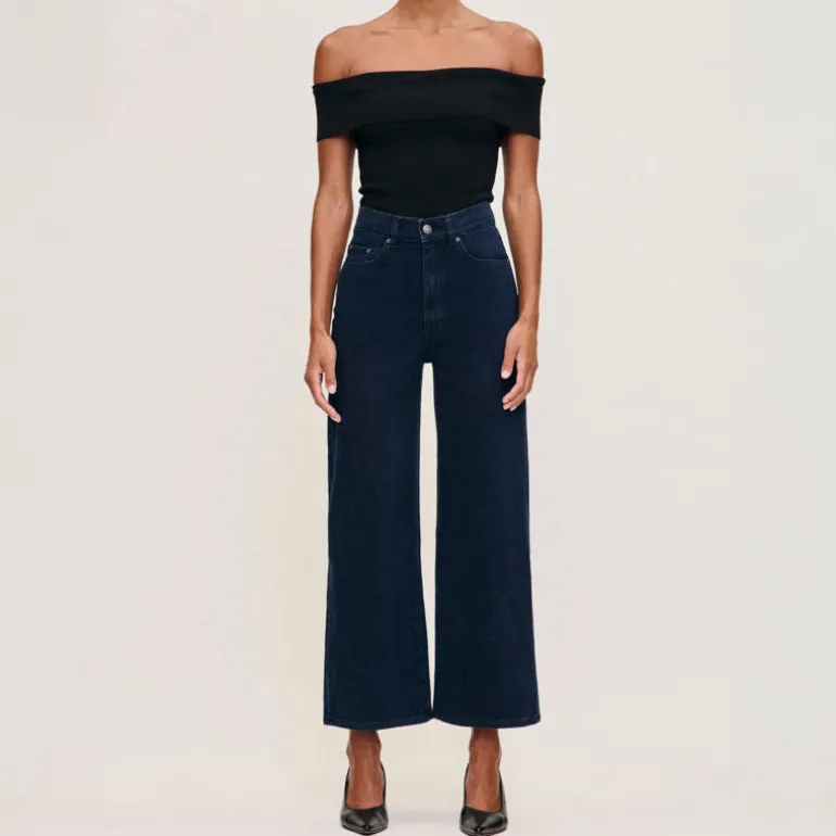 DL1961 Hepburn Wide Leg High Rise Ankle Jeans in Flatiron