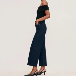 DL1961 Hepburn Wide Leg High Rise Ankle Jeans in Flatiron