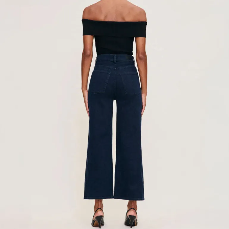 DL1961 Hepburn Wide Leg High Rise Ankle Jeans in Flatiron