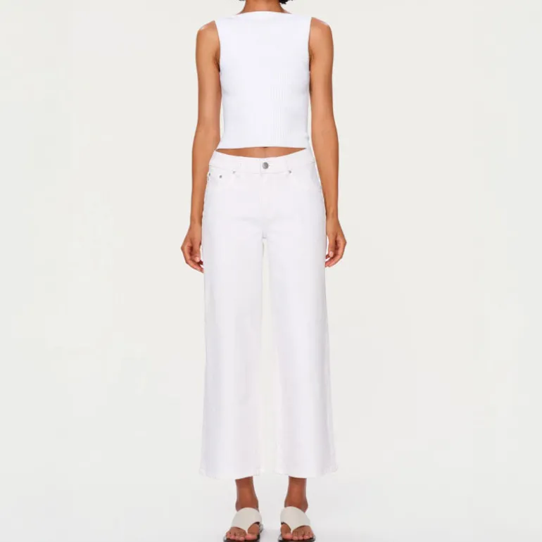 DL1961 Hepburn Wide Leg Mid Rise Ankle Jeans in White