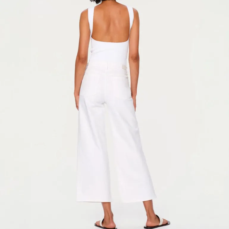 DL1961 Hepburn Wide Leg Mid Rise Ankle Jeans in White