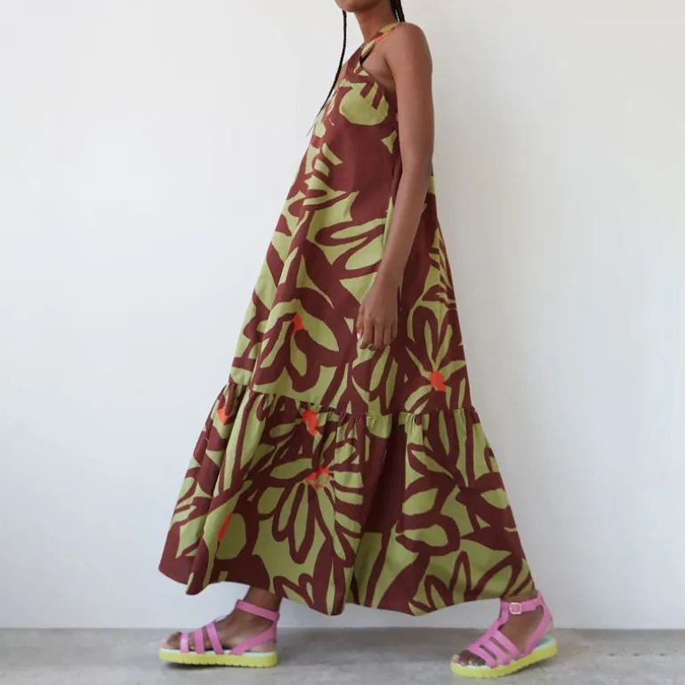 DR BLOOM Patience Flowers Dress in Khaki